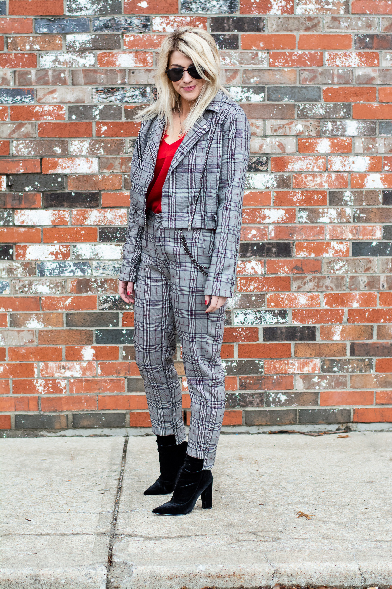 Plaid Suit + Holiday Red. | Ashley from LSR