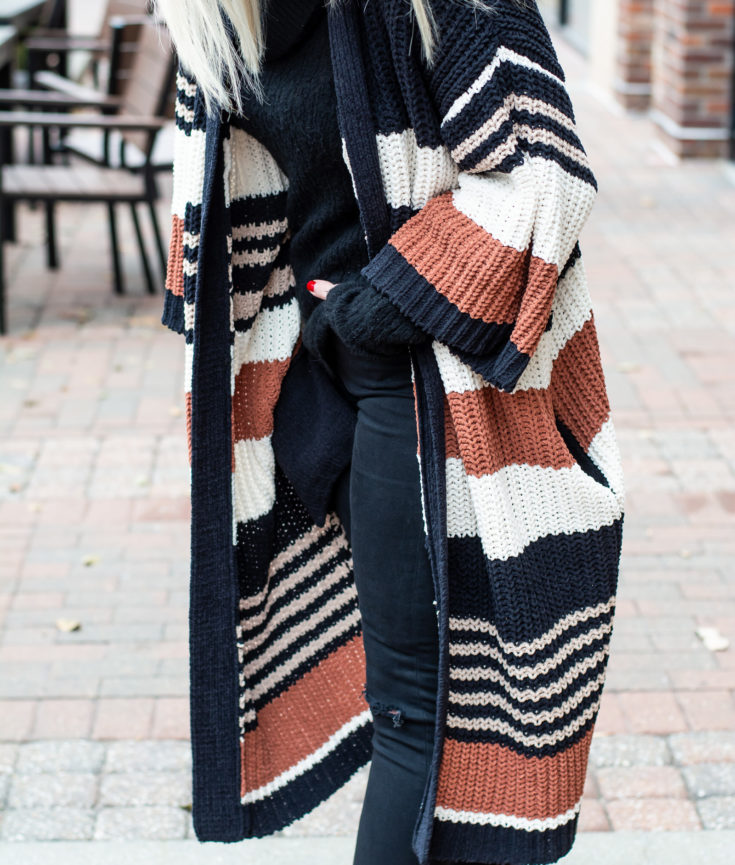 Outfit Idea: Striped Chenille Sweater + Black Everything. | Ash from LSR