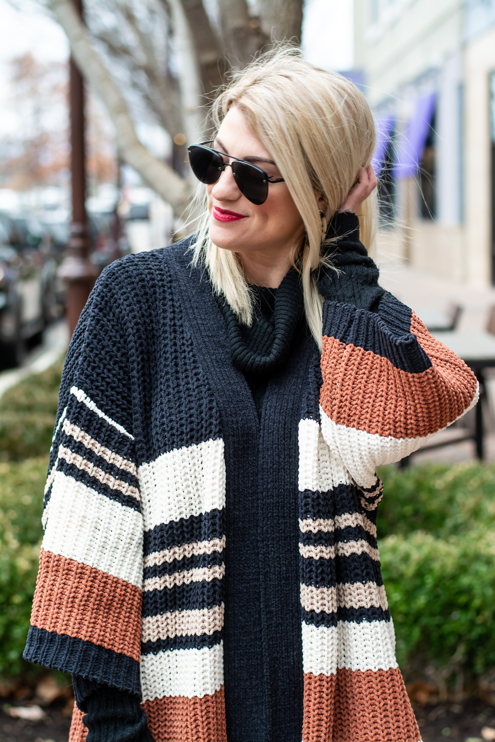 Outfit Idea: Striped Chenille Cardigan. | Le Stylo Rouge