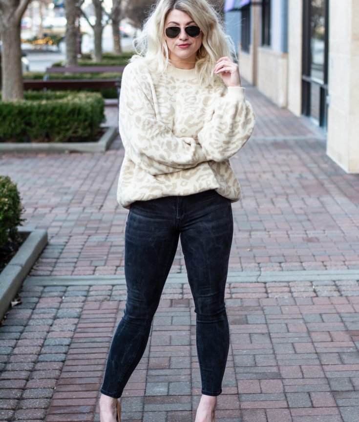Oversized Neutral Leopard Sweater + Pumps. | Ash from LSR