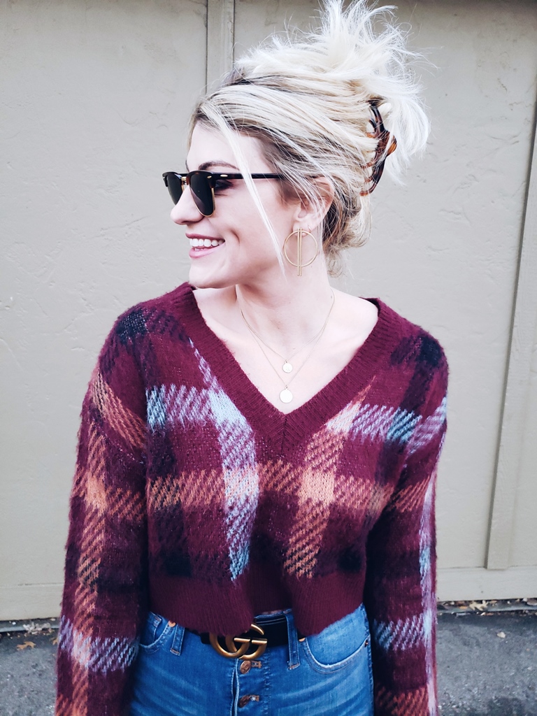 Outfit Idea: Cropped Plaid Sweater + Madewell Denim. | LSR