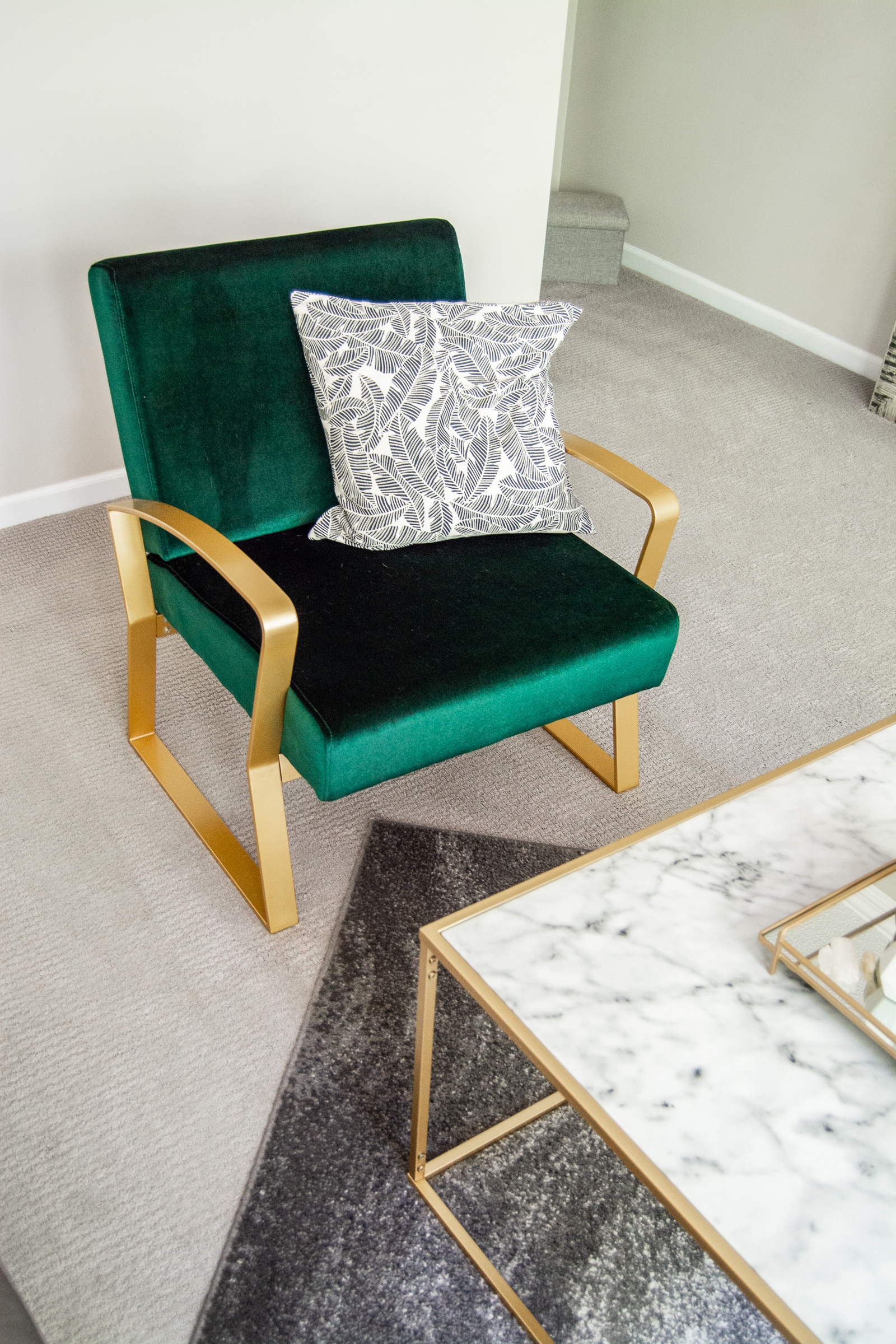 Velvet Green and Gold Accent Chair. | LSR