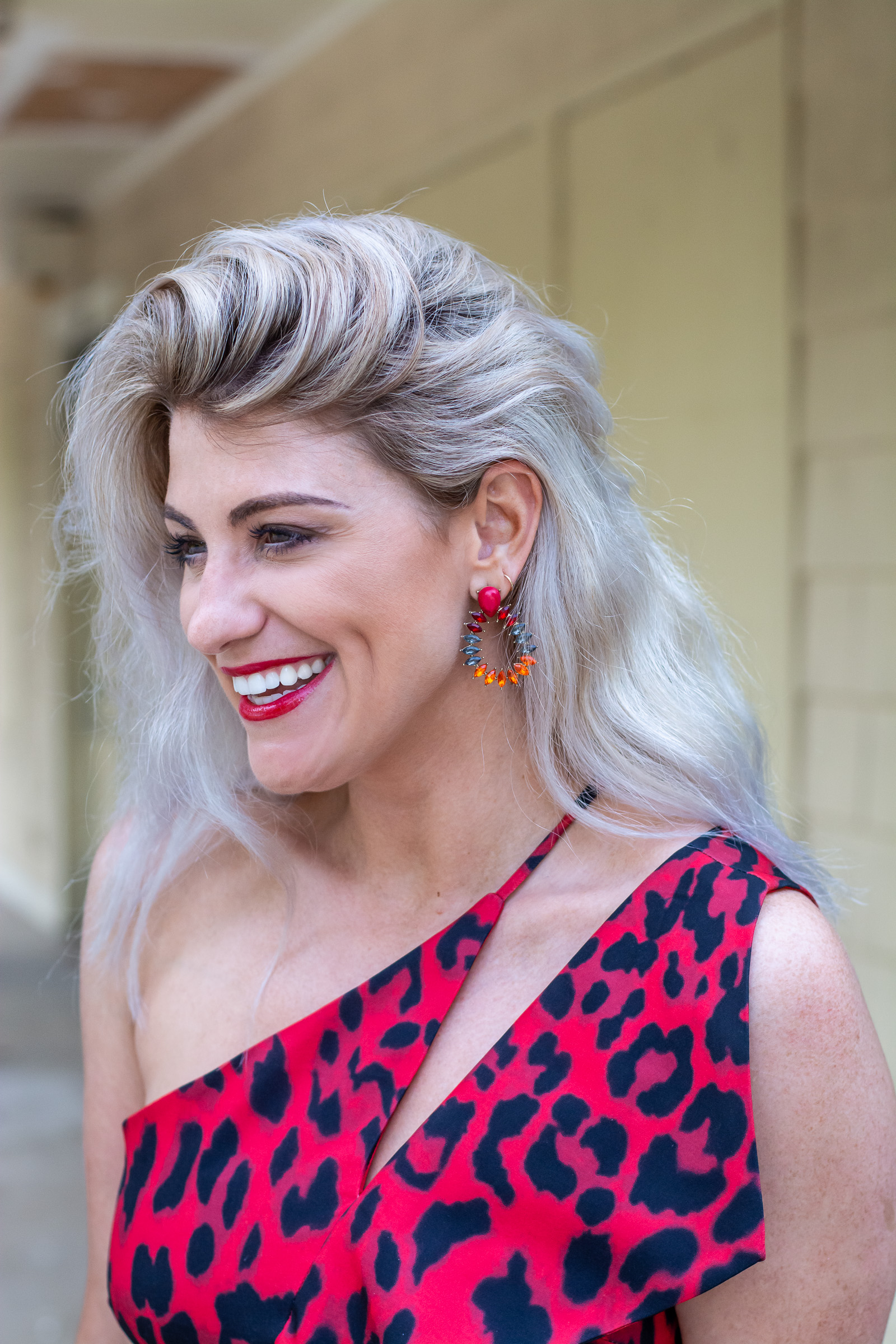 Statement Earrings and Red Leopard Dress. | LSR