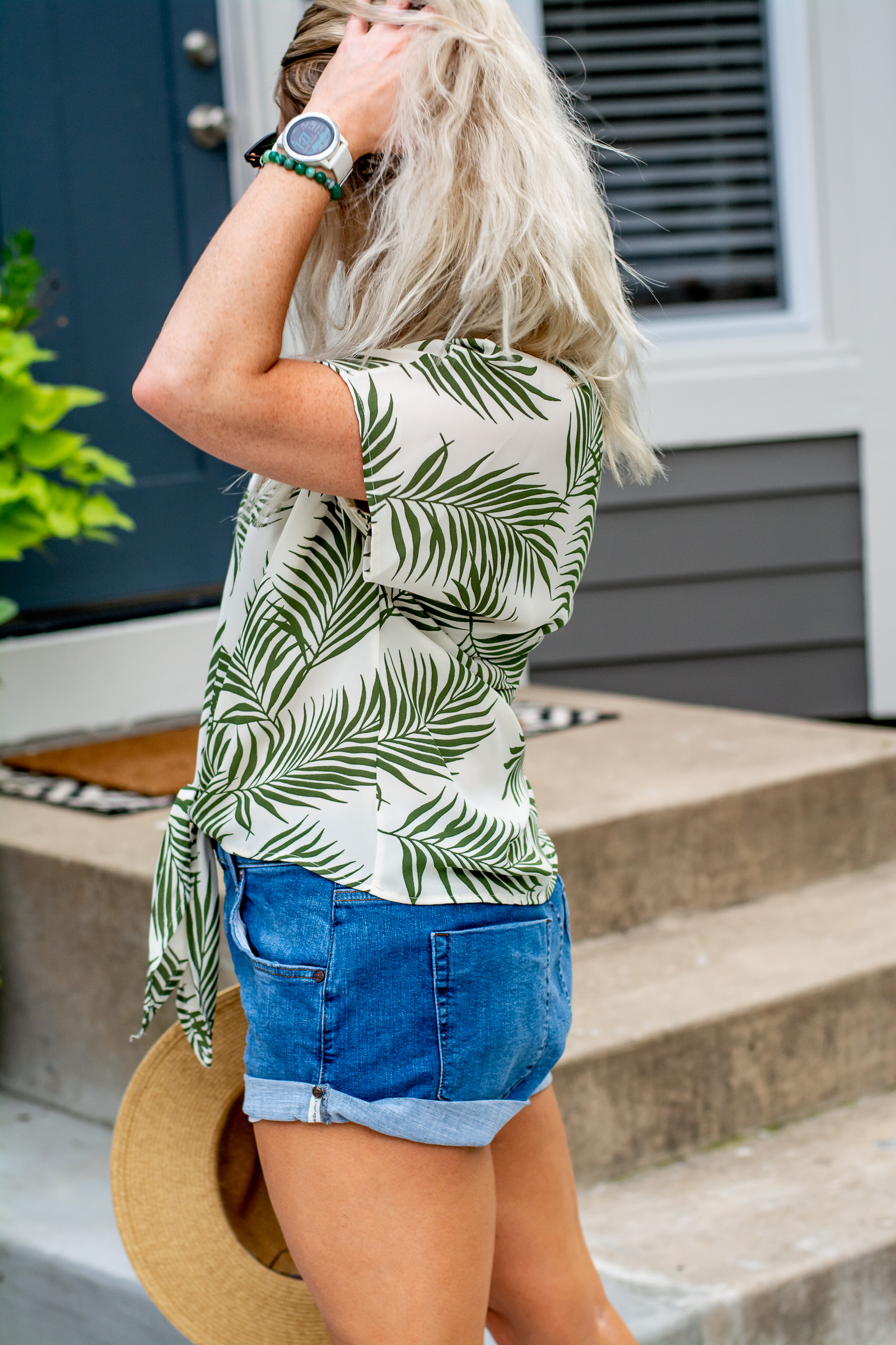 Outfit Idea: Palm Print Top + 90s Sneakers. | LSR