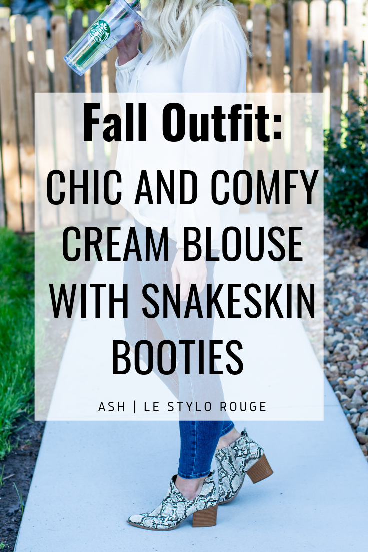 Fall Outfit: Chic Blouse and Comfy Snakeskin Booties | LSR