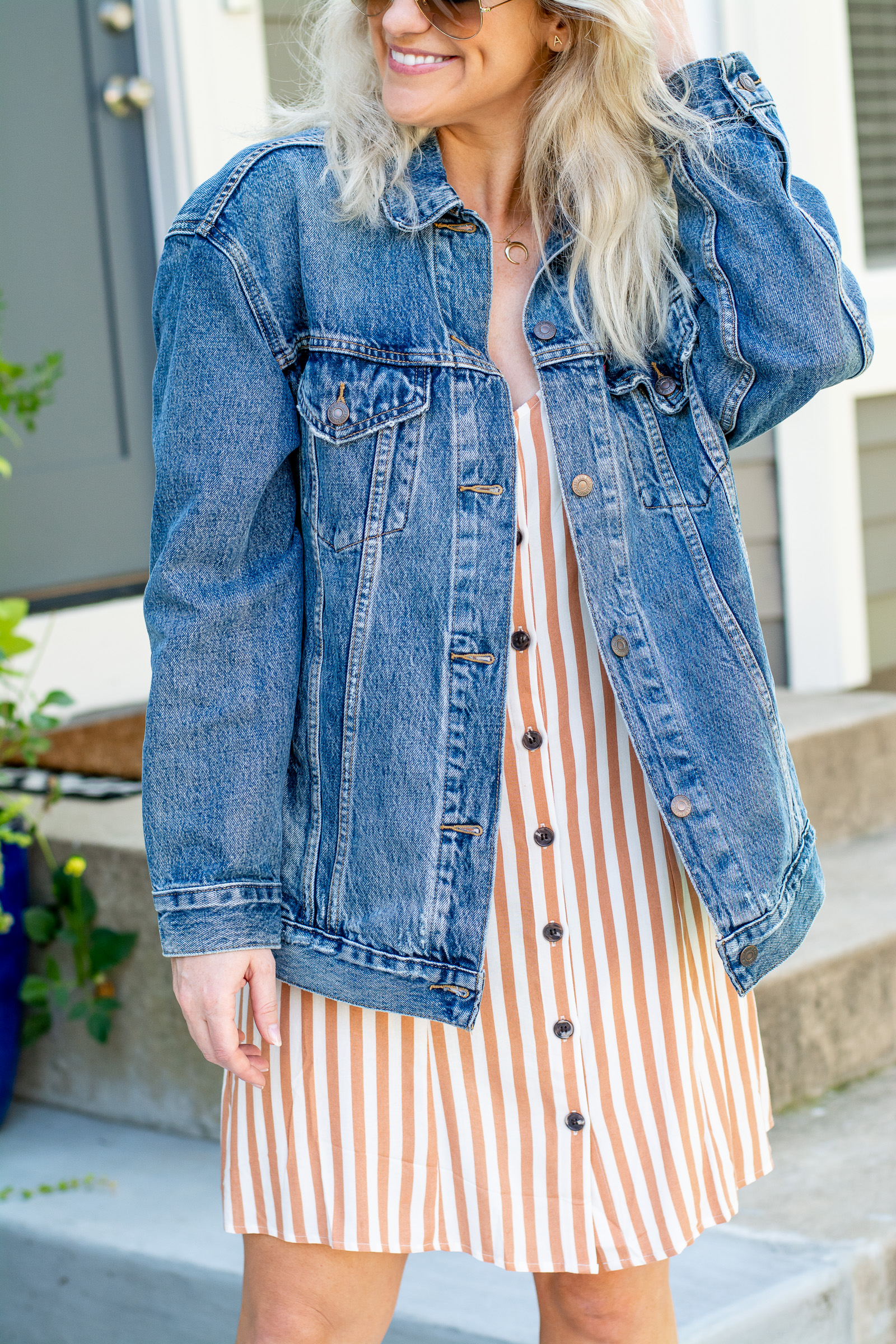 Best Oversized Jean Jacket Makes a Summer Dress Work for Fall.
