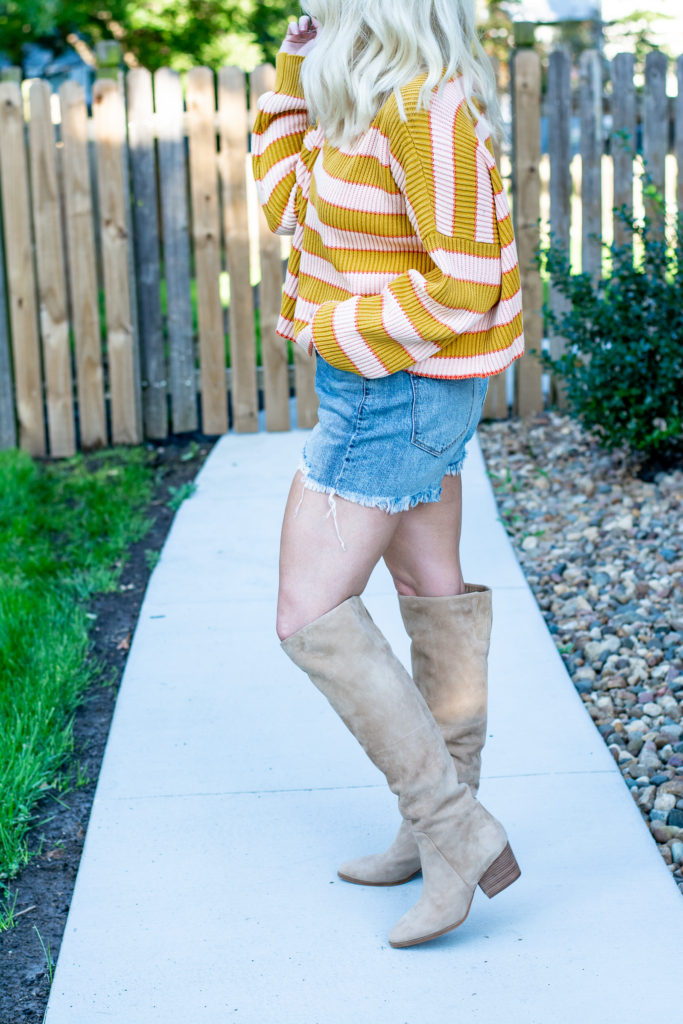 Transition Outfit: Tall Boots and Cutoff Shorts. | Le Stylo Rouge