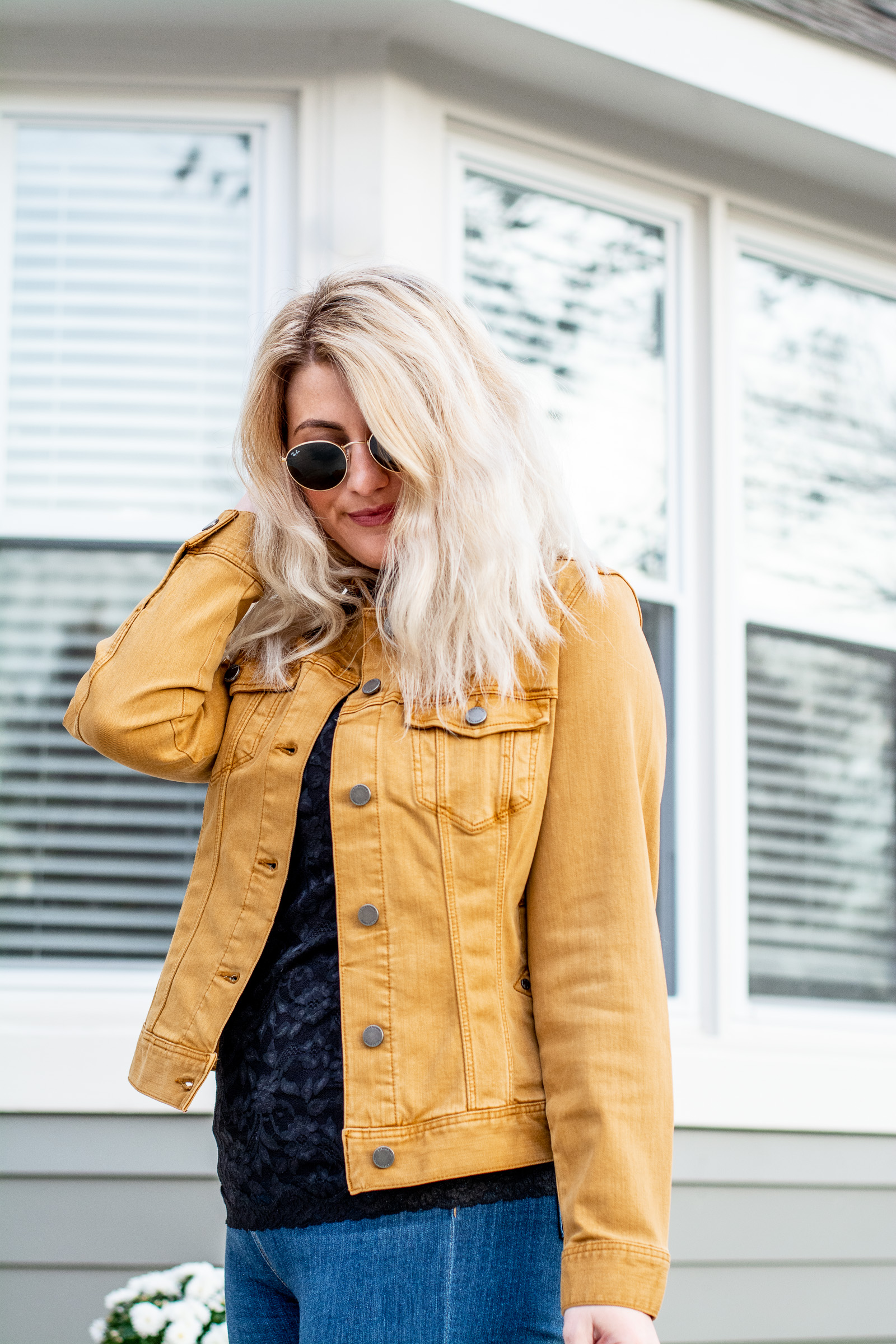 Easy + Chic Outfit: Mustard Denim Jacket + Snakeskin Booties. | LSR