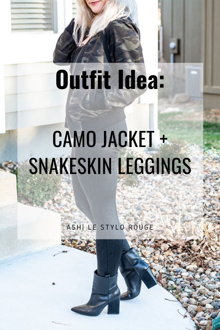 Outfit Idea: Camo Jacket + Snakeskin Leggings. | LSR