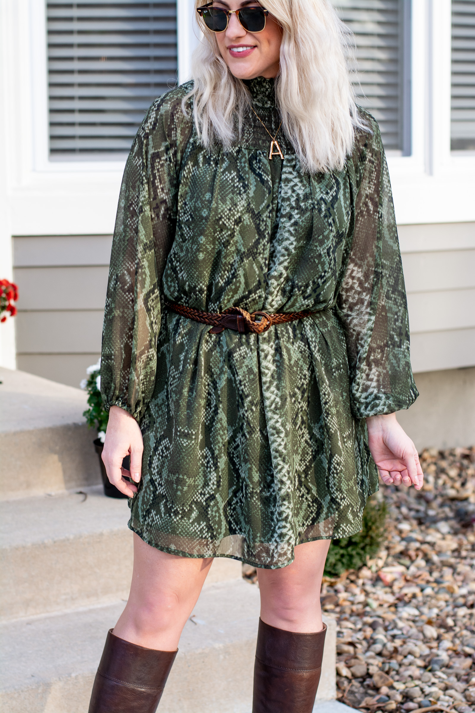 Outfit Idea: Green Snakeskin Boho Dress. | LSR