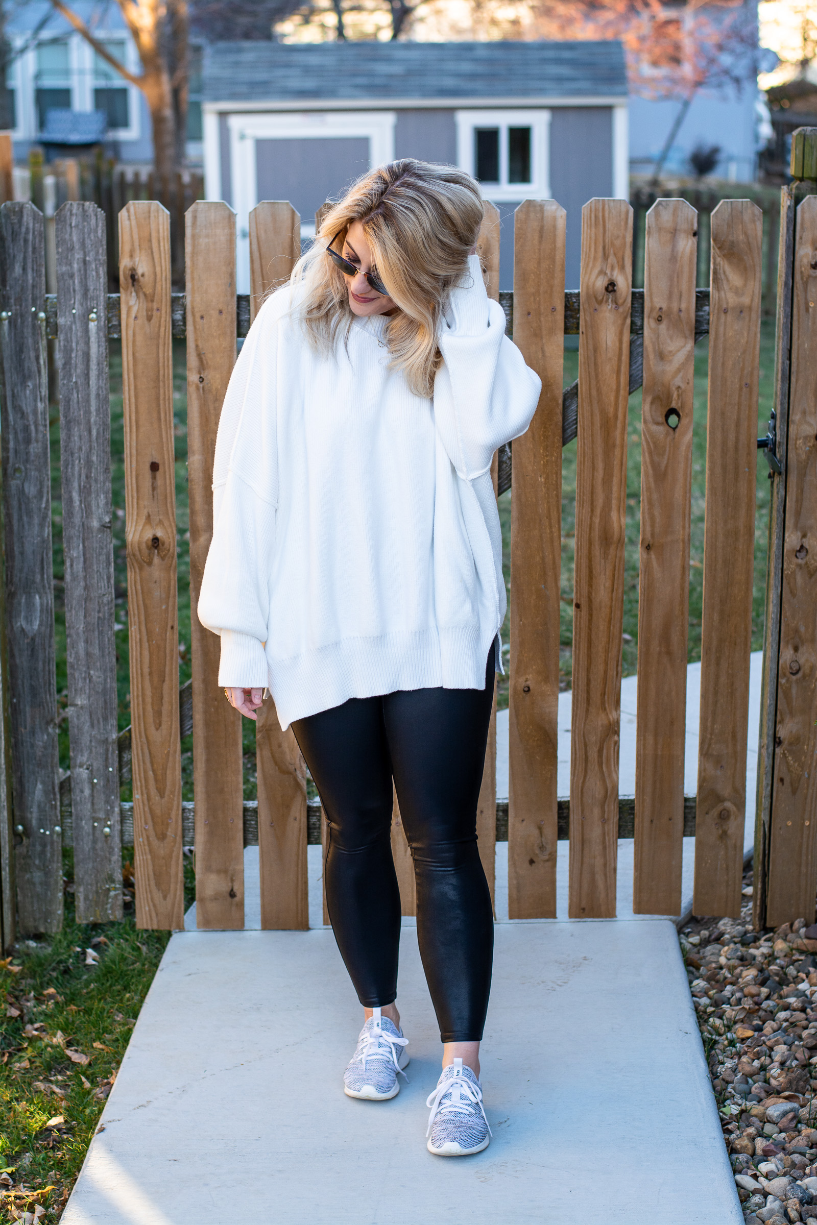 Oversized White Sweater + Spanx Leggings. | Ash from LSR