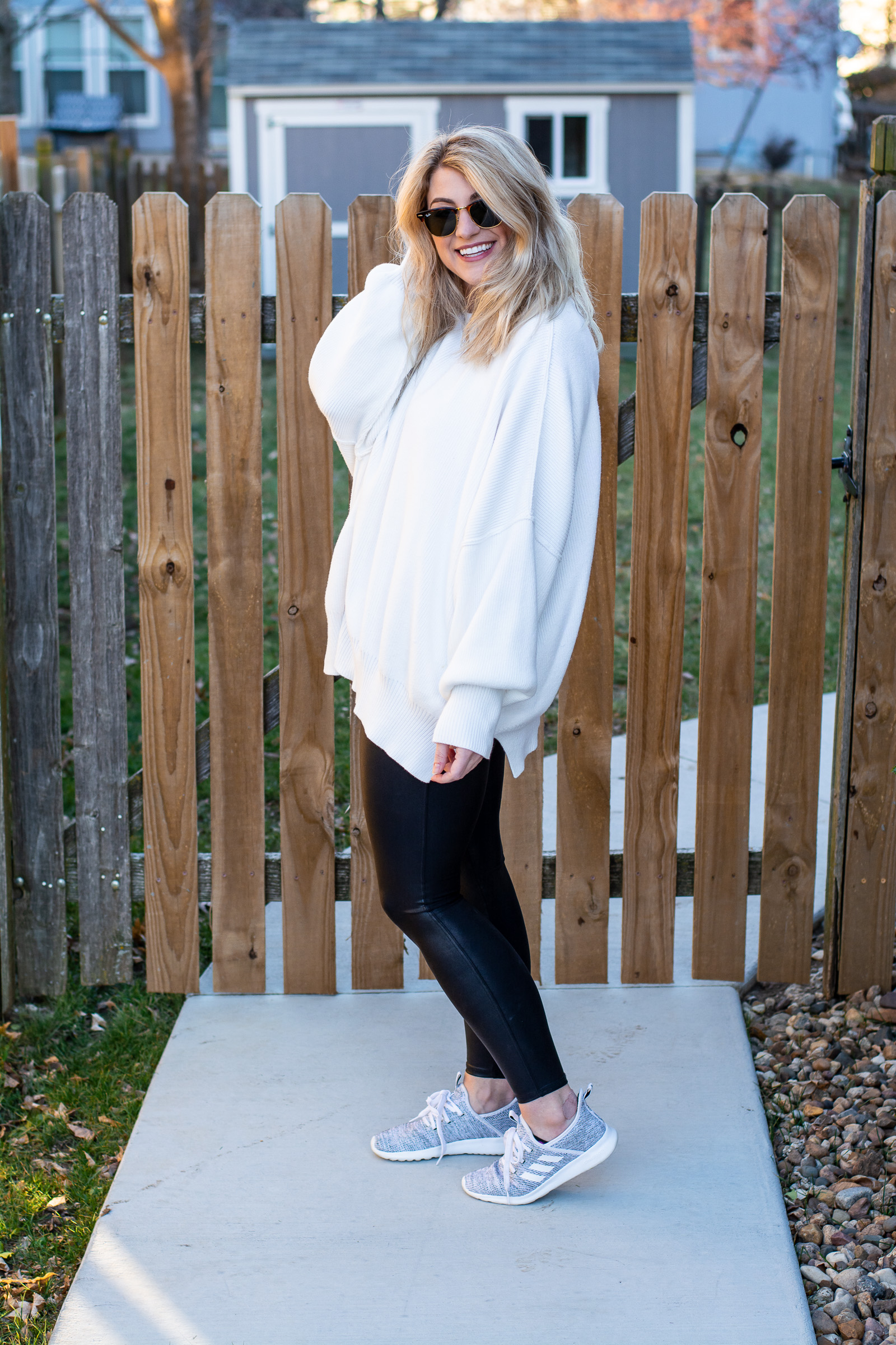 Oversized White Sweater + Spanx Leggings. | Ash from LSR