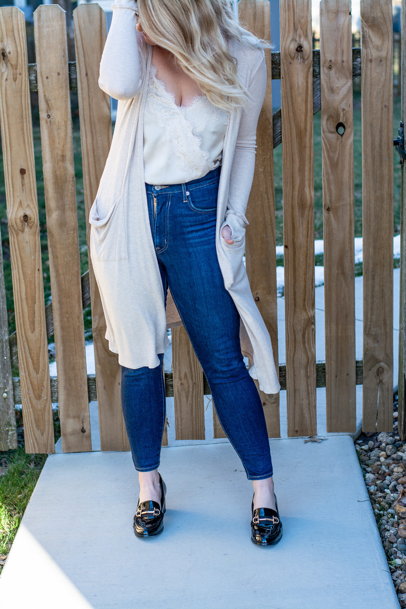 Long Cardigan + Patent Loafers. | LSR