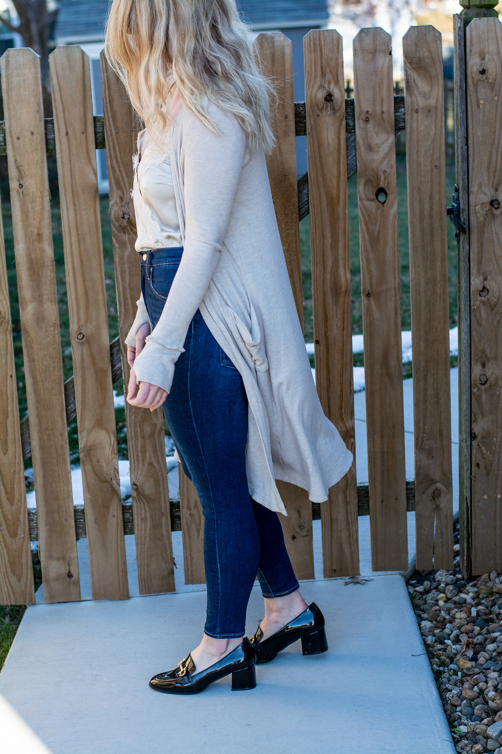 Long Cardigan + Patent Loafers. | LSR