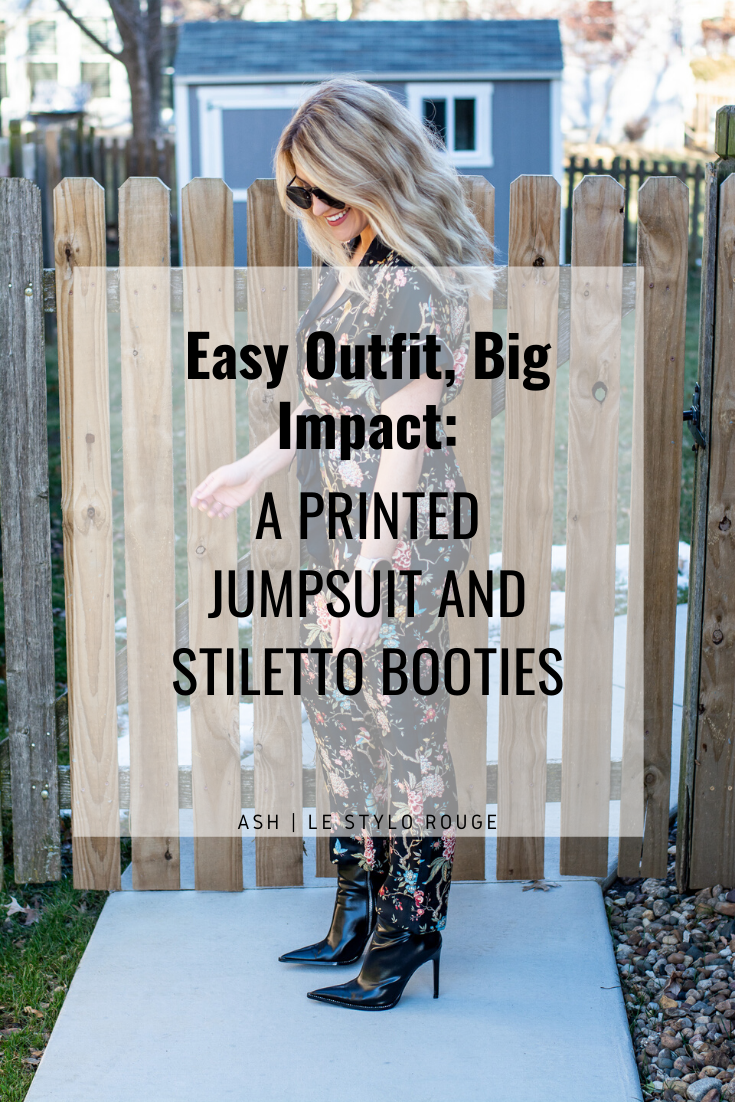 Easy Outfit: Printed Jumpsuit + Stiletto Booties. | LSR