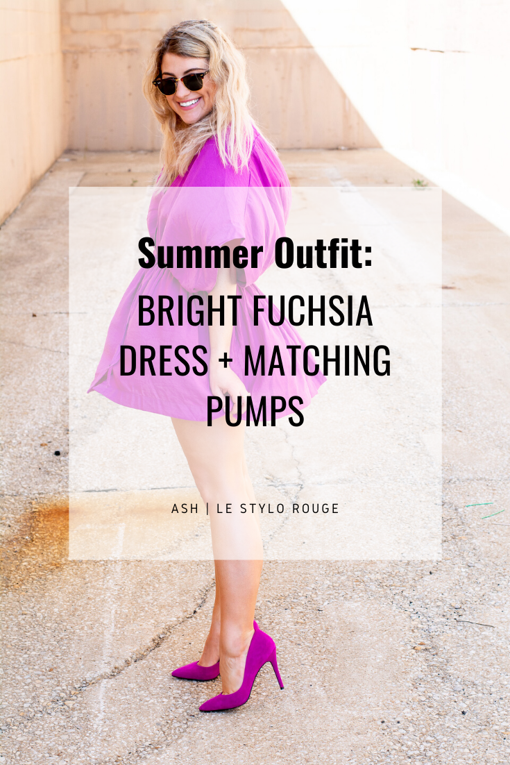 Summer Outfit Idea: Fuchsia Dress + Matching Pumps. | LSR