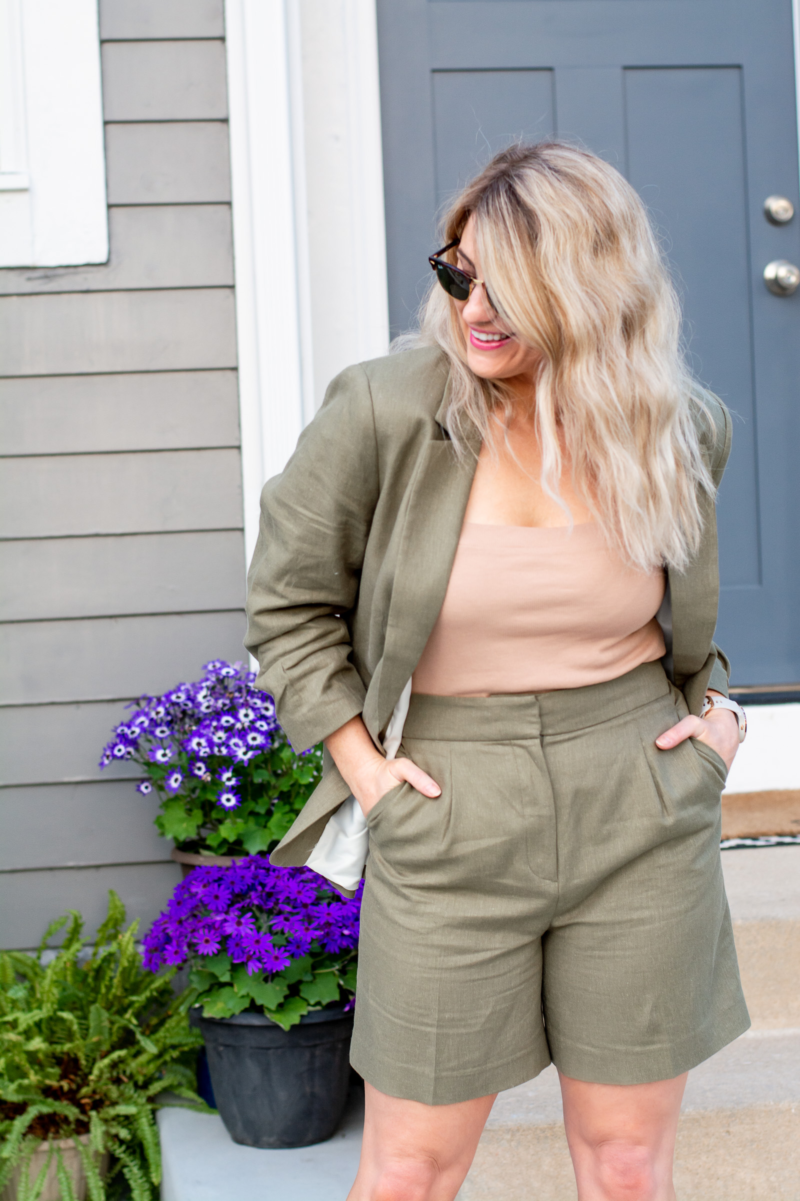Olive Green Linen Summer Suit. | LSR