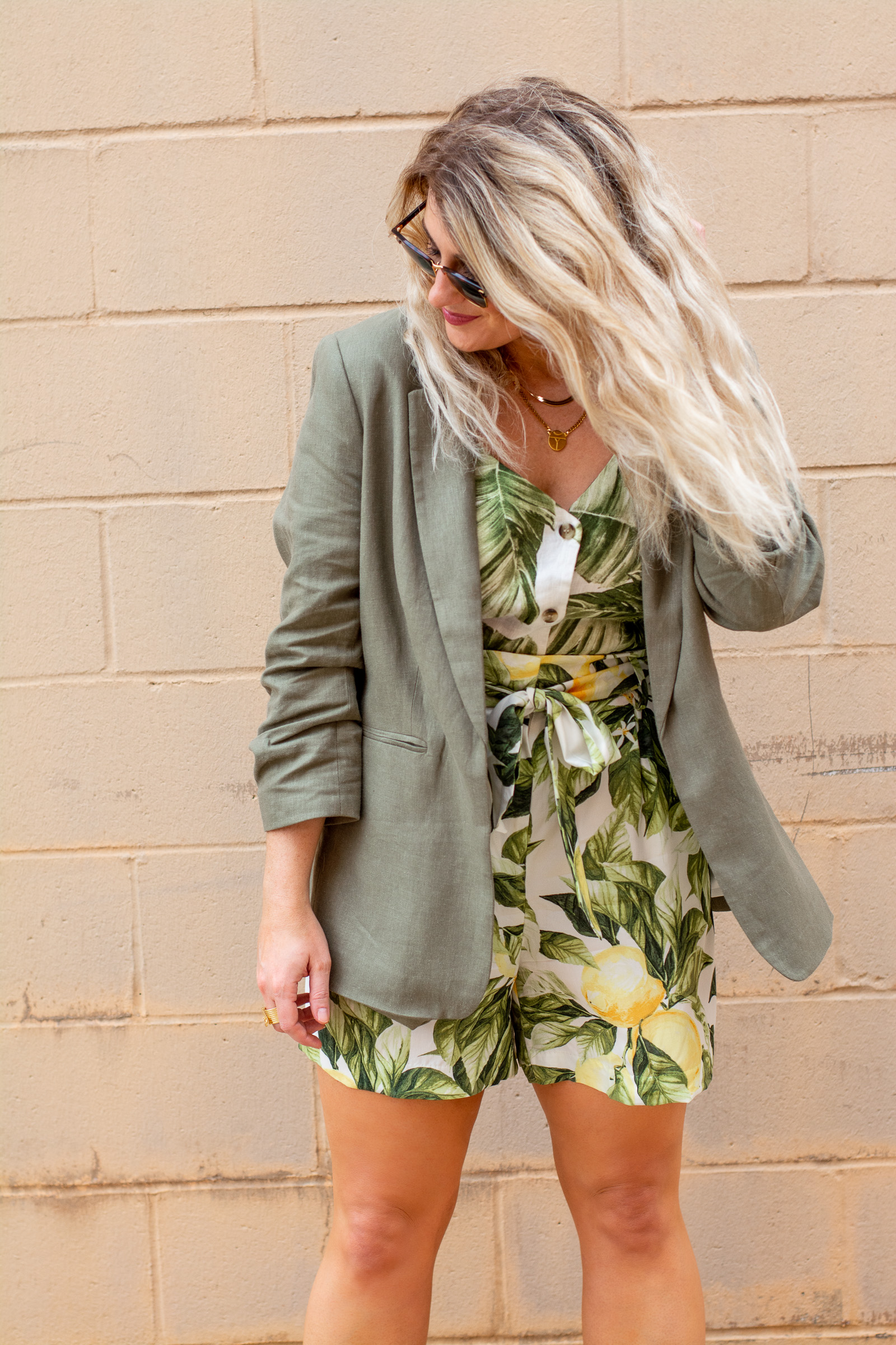 Olive Green Linen Blazer for Summer. | LSR
