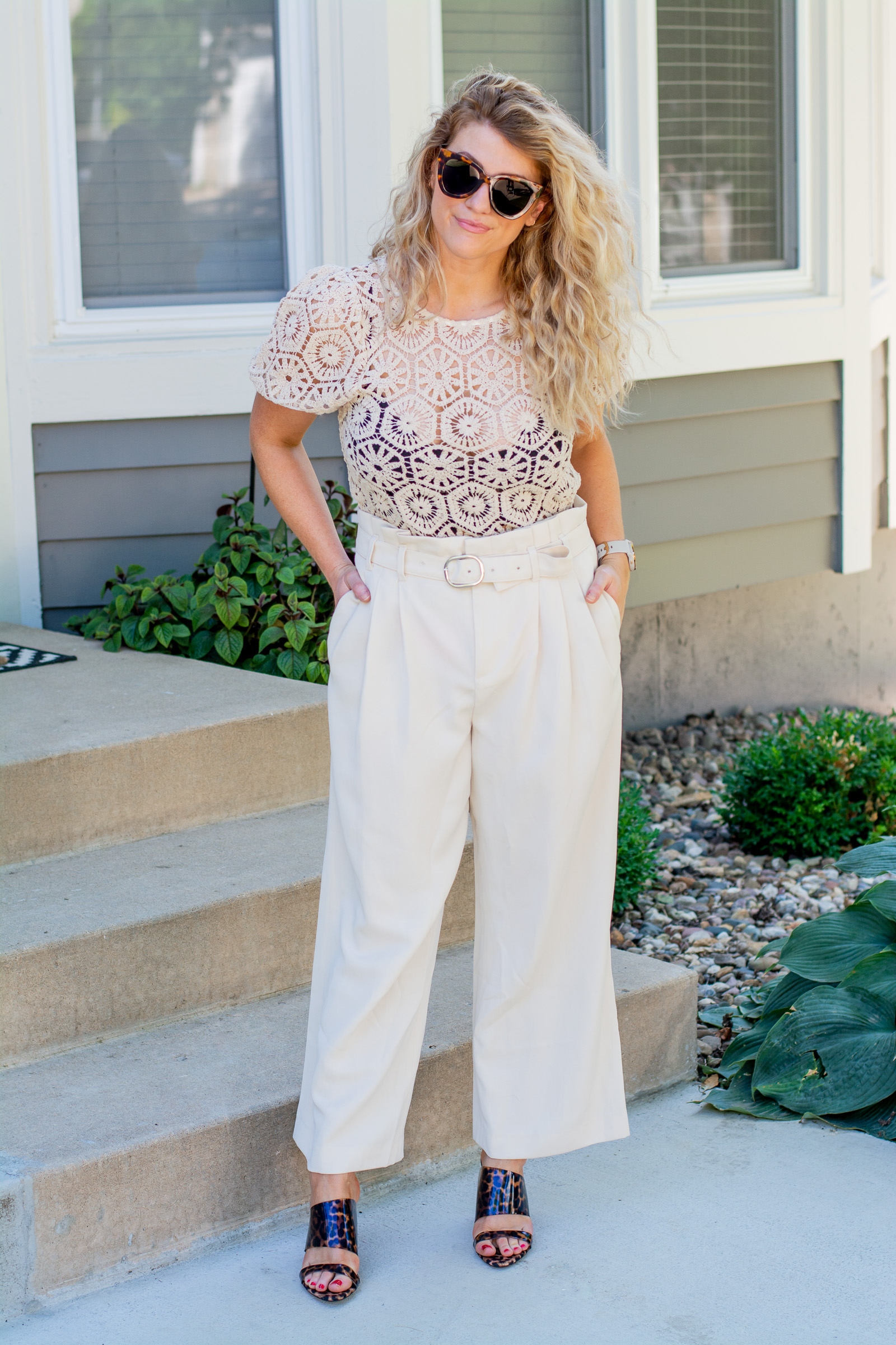 All Beige, Baby: Crochet Top and Zara Trousers. | Le Stylo Rouge