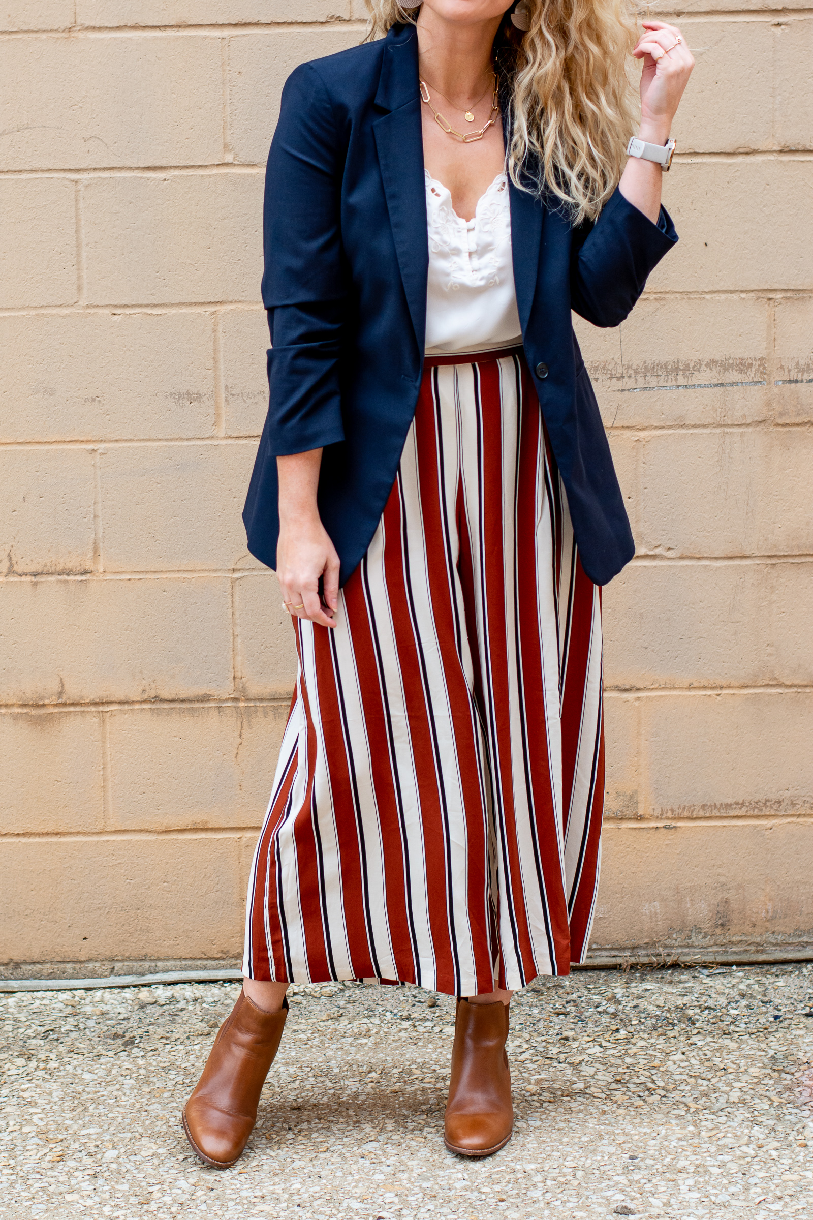 Fall #OOTD: Striped Pants + Navy Blazer. | LSR