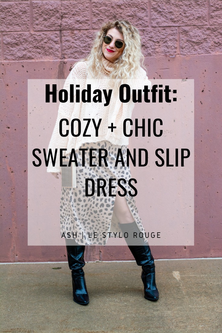 Holiday Chic: Cozy Sweater over a Leopard Dress. | LSR