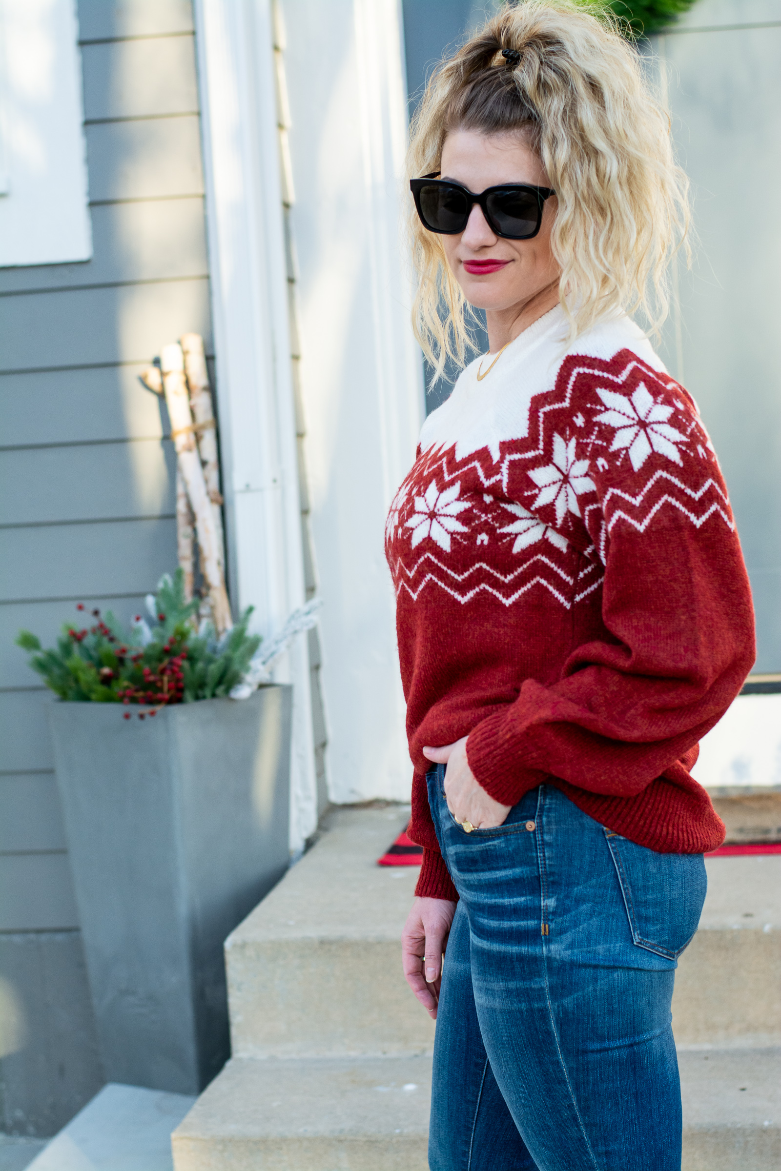 Casual Holiday: Red Sweater + Jeans. | LSR
