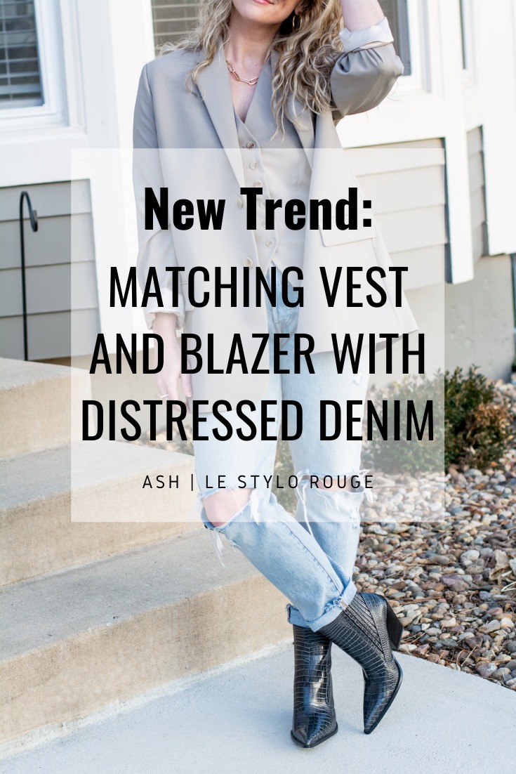 New Trend: Matching Vest and Blazer with Distressed Denim. | LSR