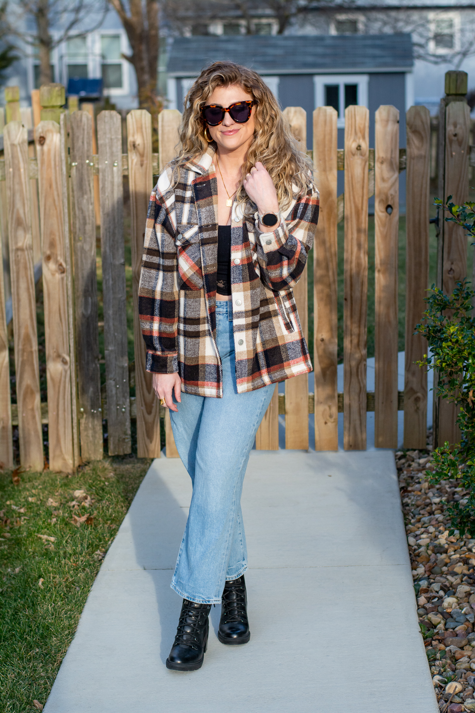 Plaid Shacket, Mom Jeans and Combat Boots. | LSR