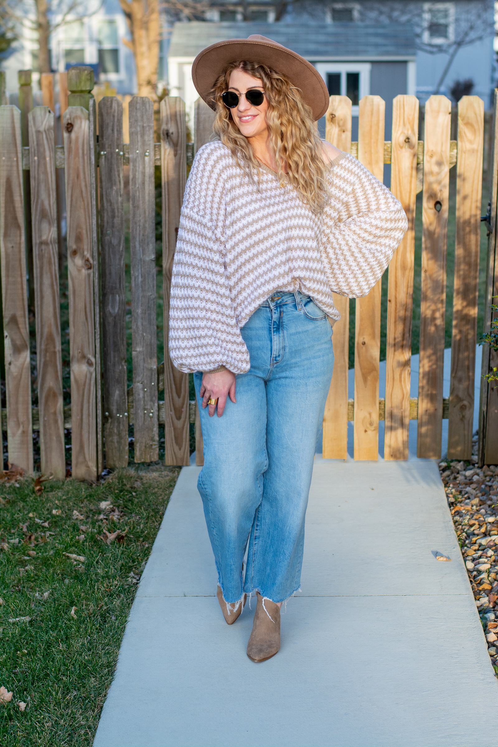 Striped Mocha Sweater + (Not Skinny!) Jeans. | LSR