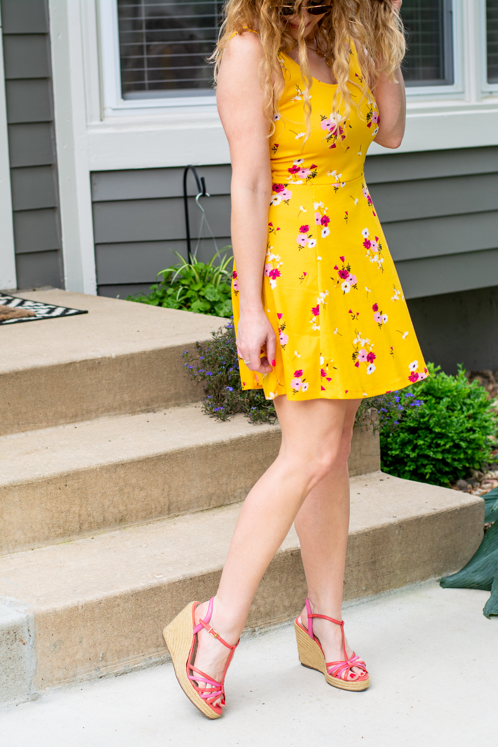 Summer OOTD: Yellow Floral Skater Dress + Wedges. | LSR