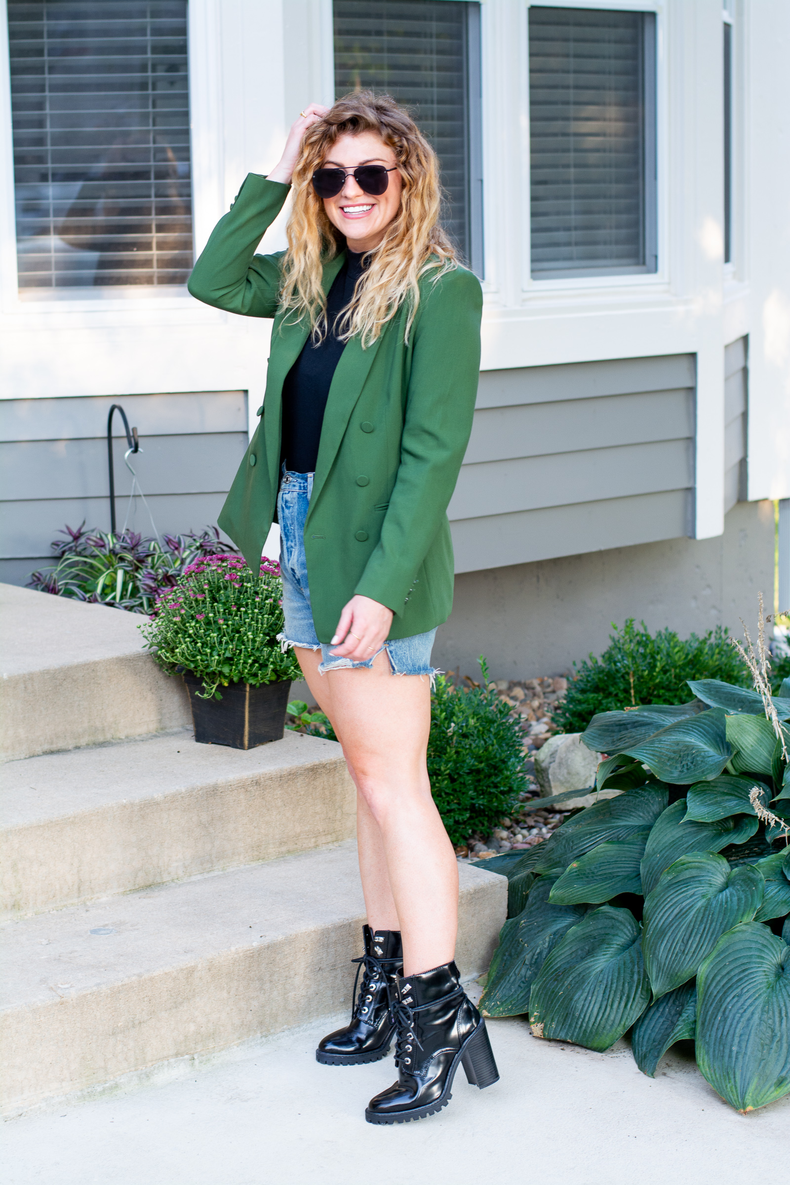 Green Blazer + Combat Boots for Early Fall. | LSR