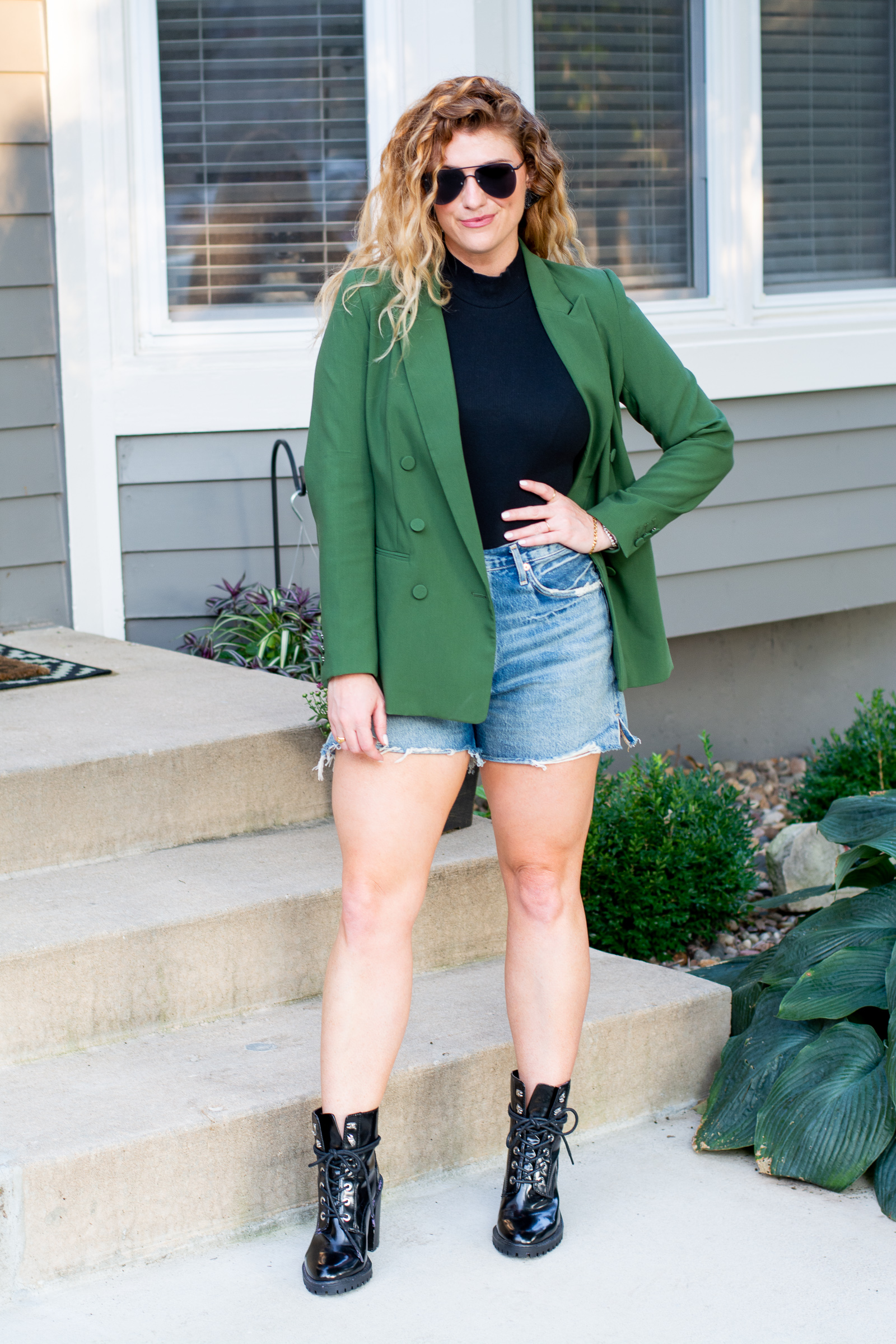 Green Blazer + Combat Boots for Early Fall. | LSR