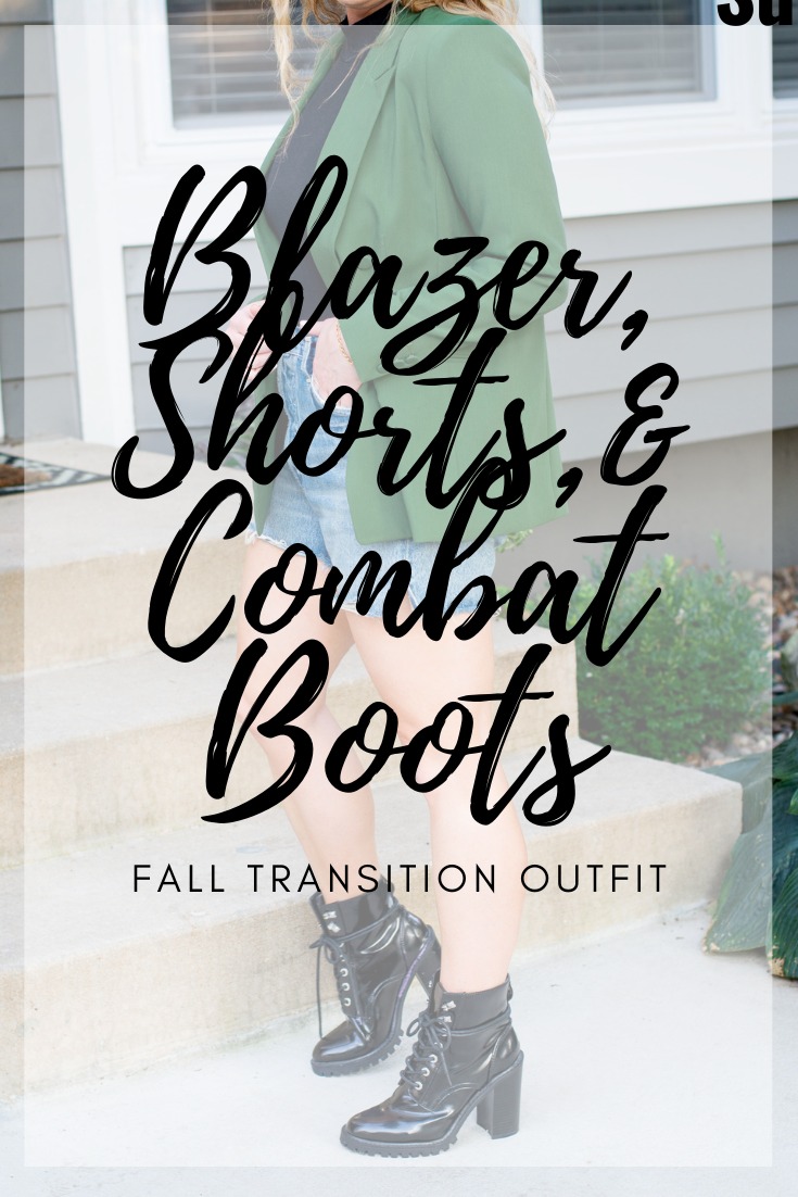 Fall Outfit Idea: Blazer, Shorts, and Combat Boots. | LSR