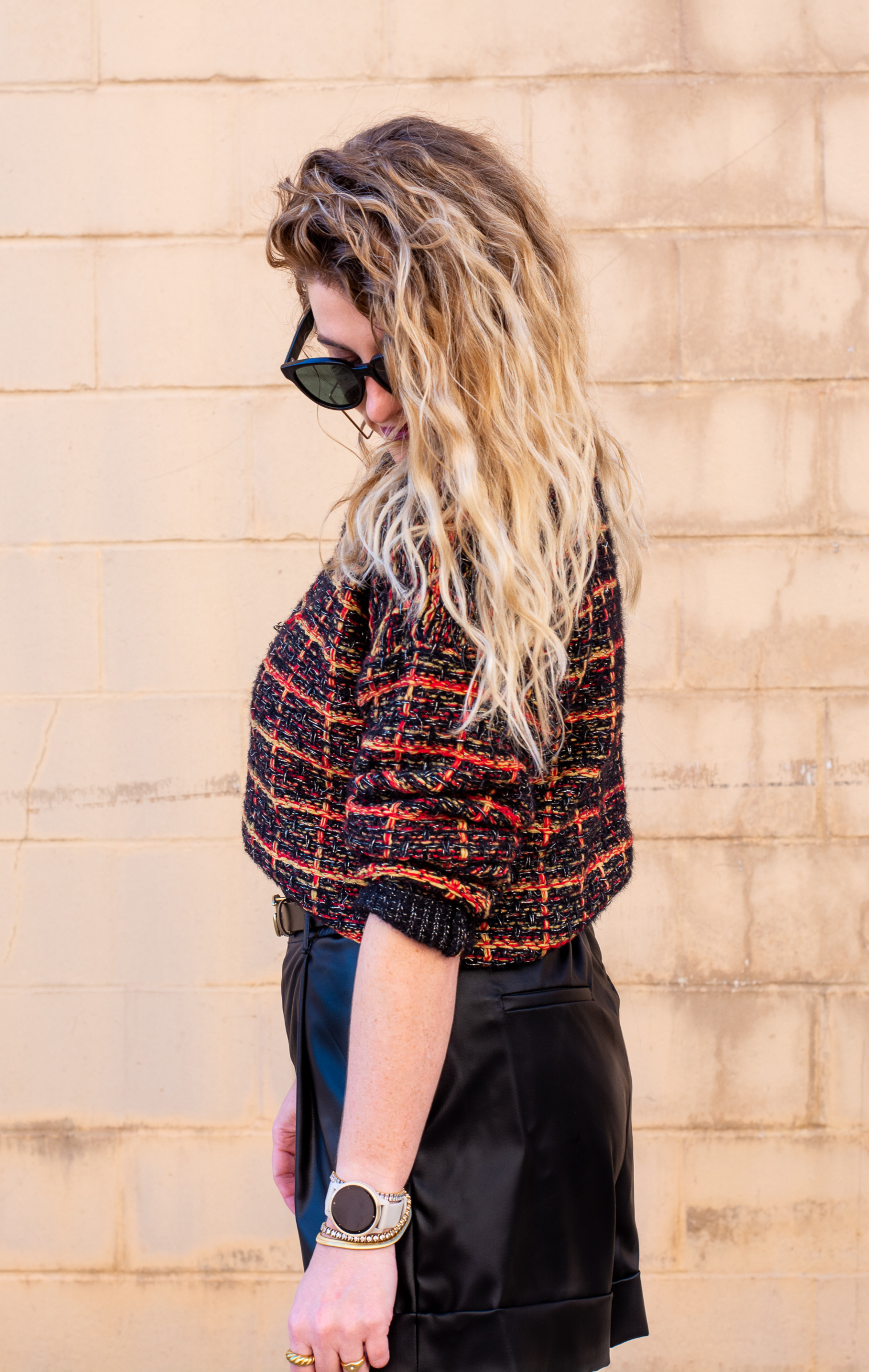 Modern Christmas Sweater with Faux Leather Shorts. | Le Stylo Rouge