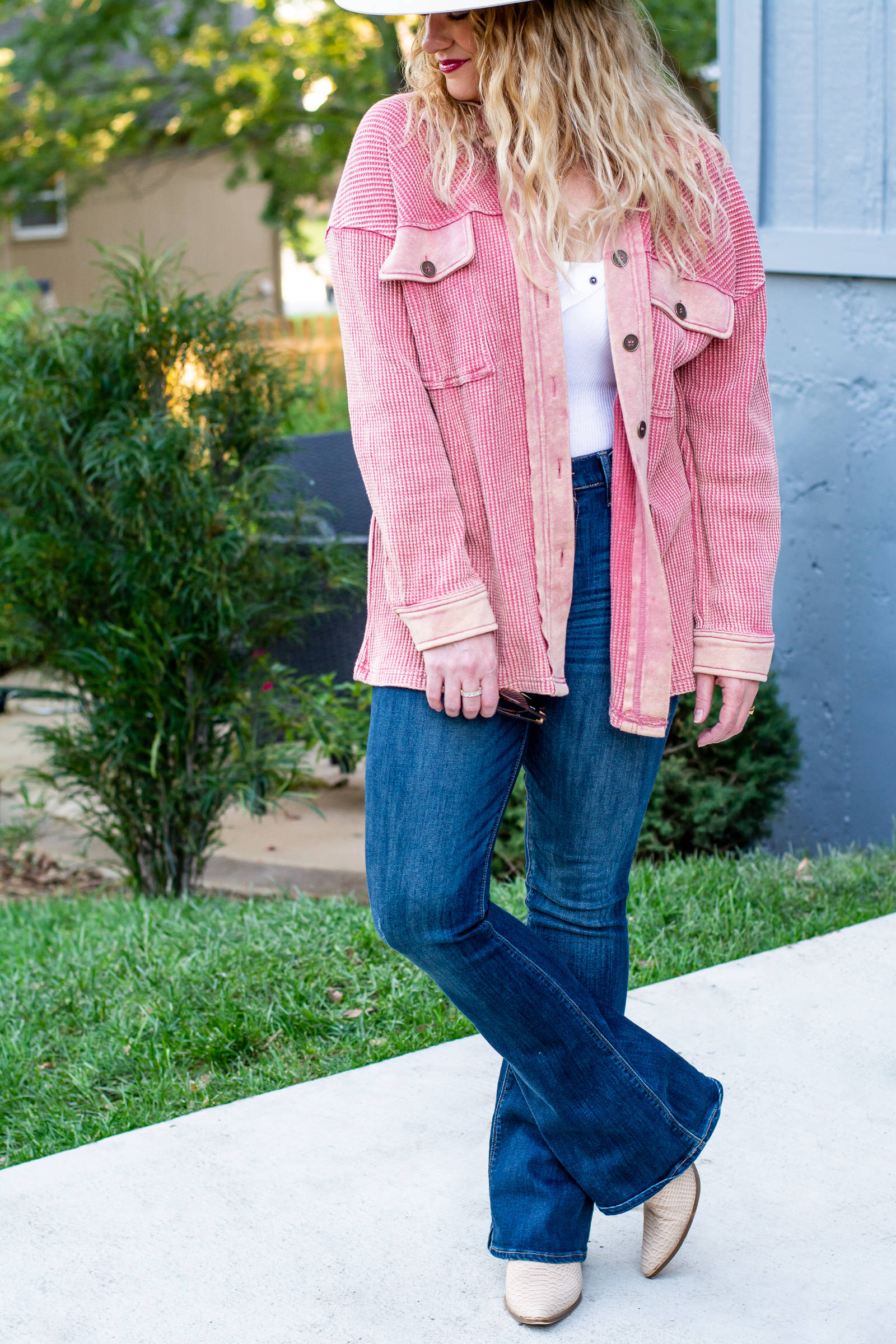 Easy Winter Outfit: Shacket and Denim.
