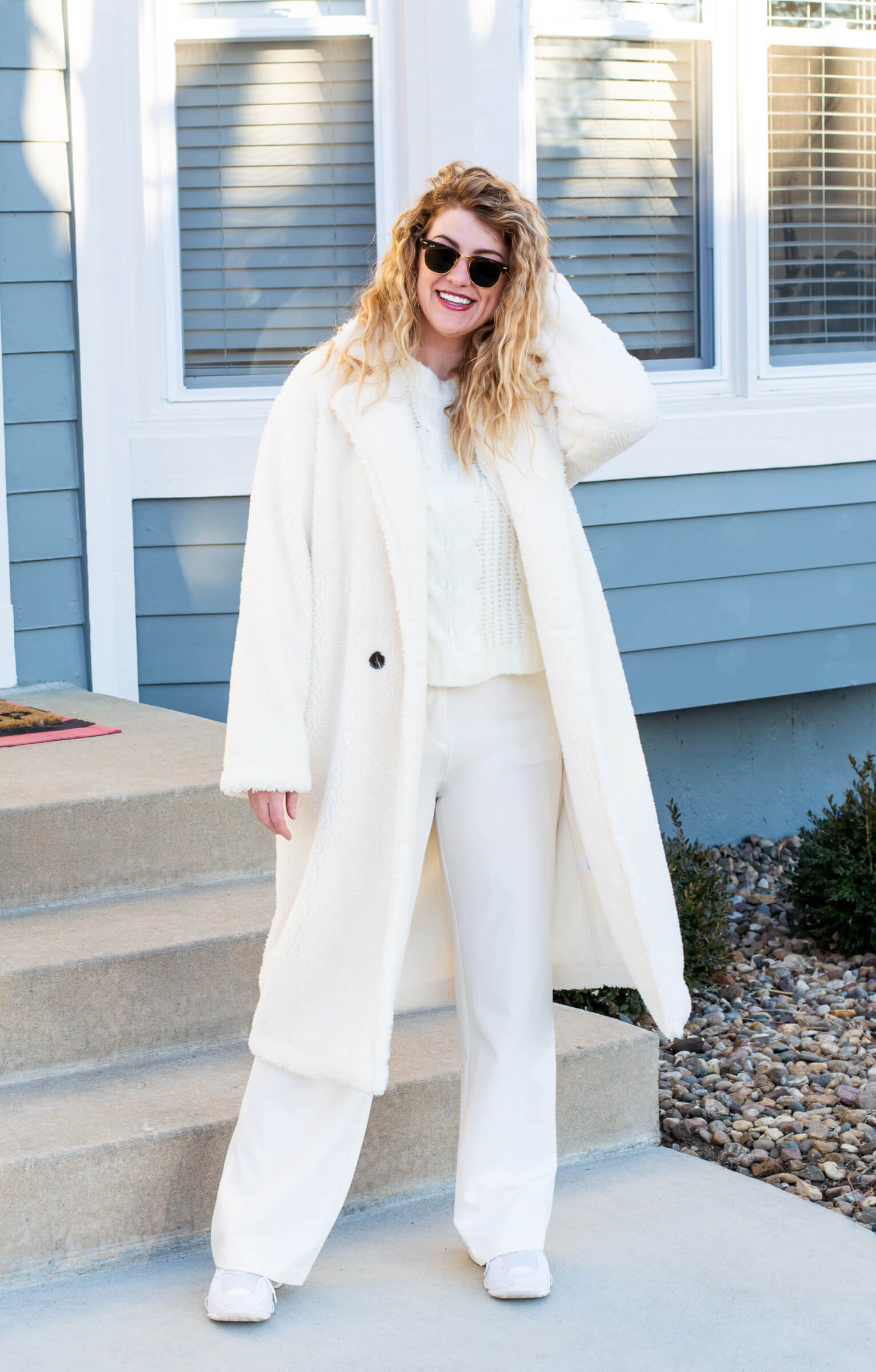 All-Winter White Outfit + Chunky Sneakers.