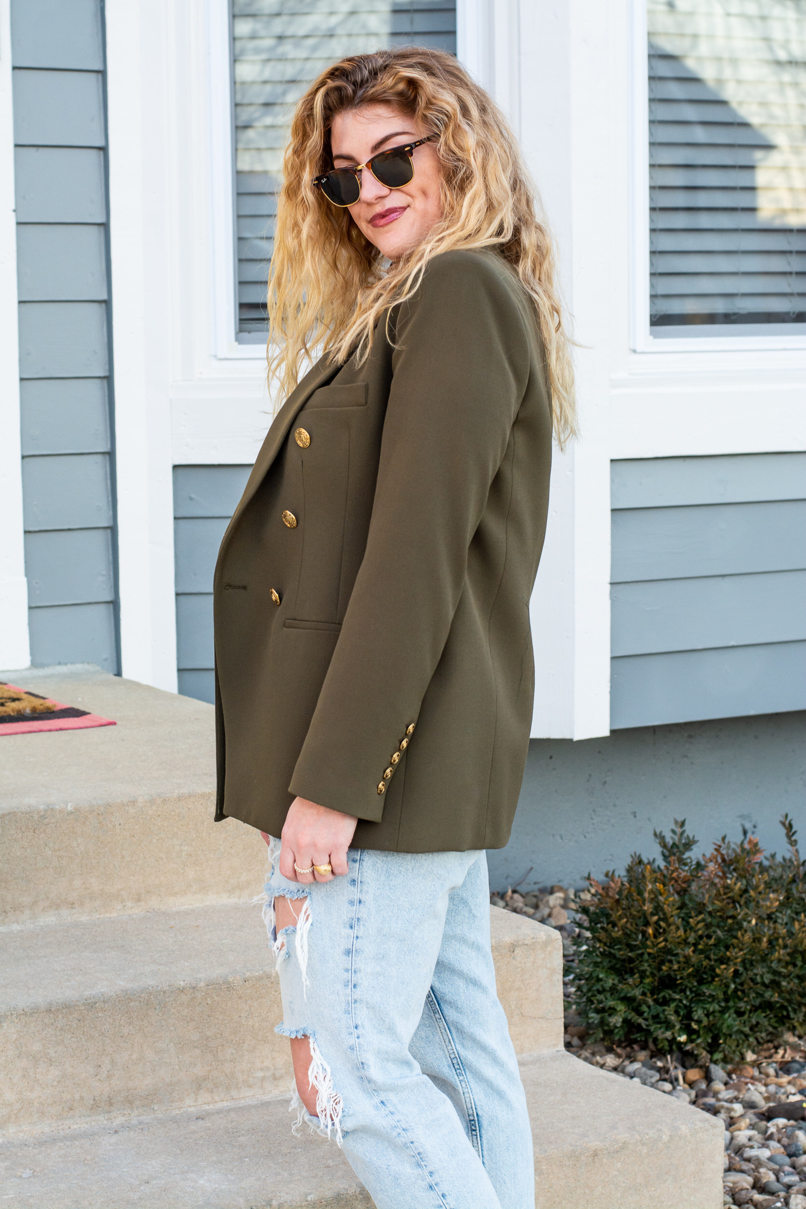 Ripped Denim with an Olive Green Blazer. | LSR