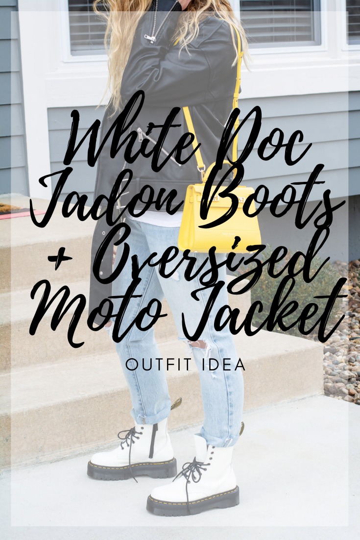 Spring Outfit Idea: White Doc Jadon Boots + Oversized Moto Jacket. | LSR