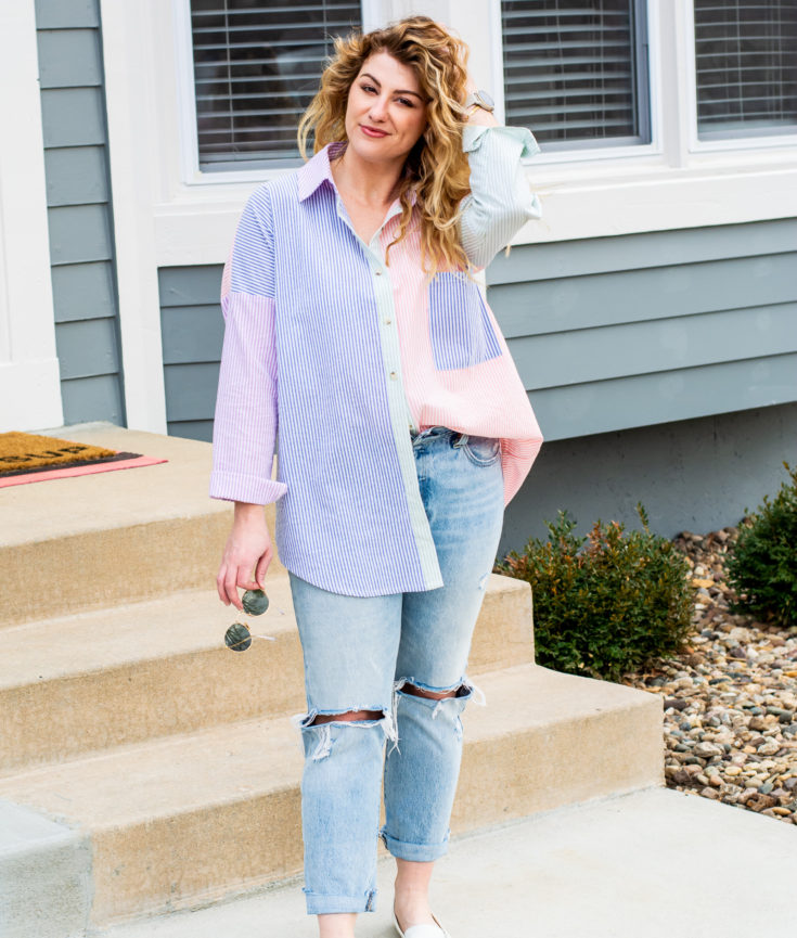 Spring Trend: Pastel-Striped Slouchy Button-Up. | LSR