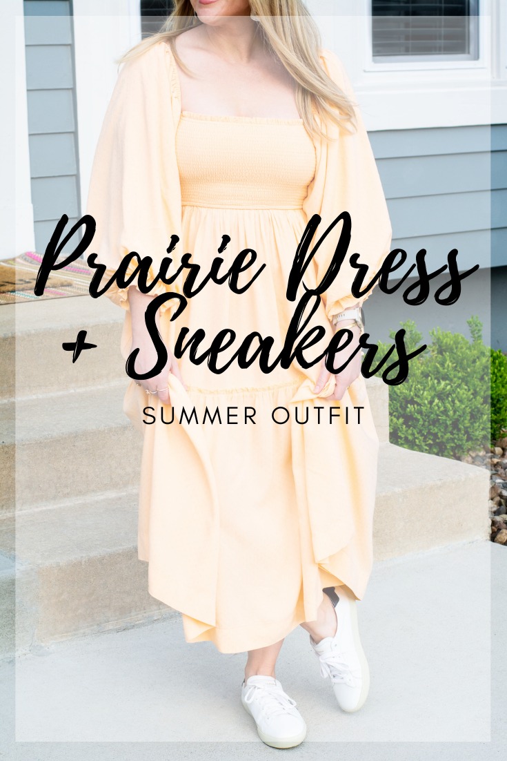 Peachy Prairie Dress and Sneakers.