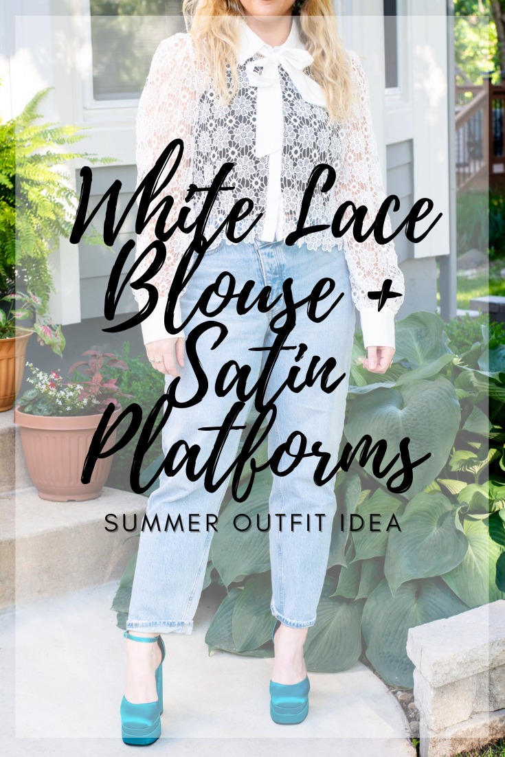 Summer Outfit: White Lace Blouse + Satin Platforms. | LSR