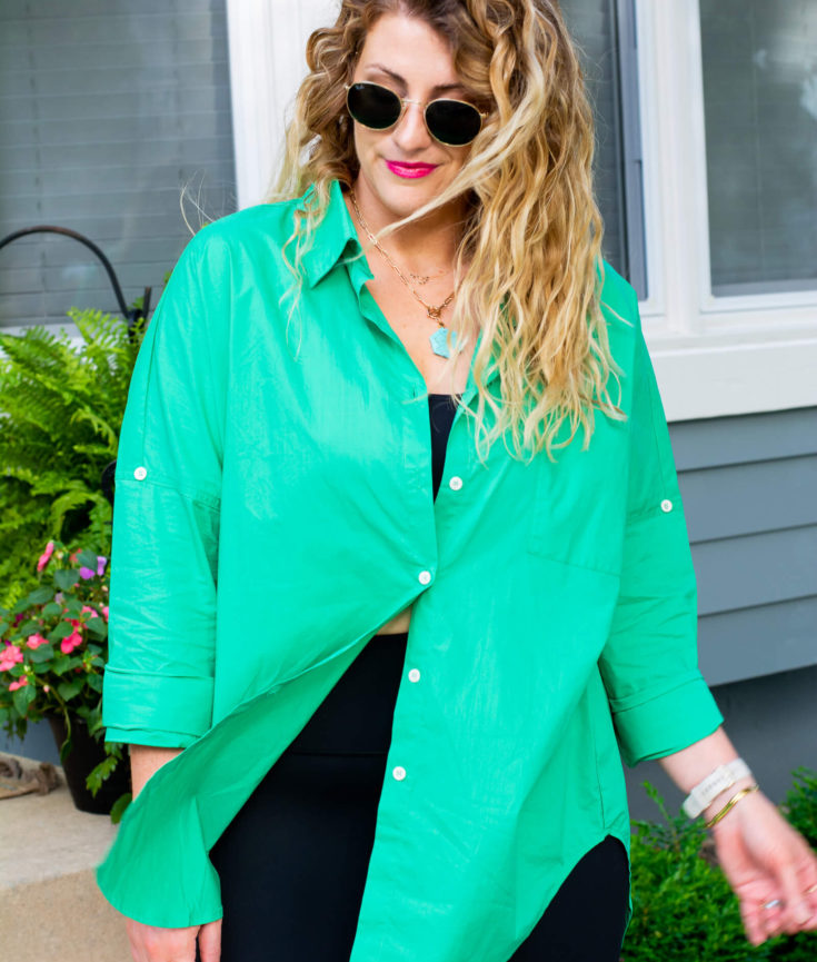 Oversized Bright Green Button-up. | LSR