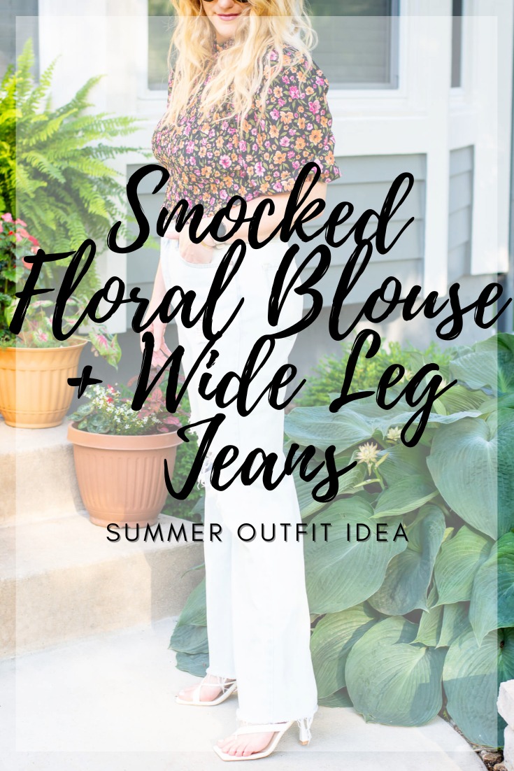 Summer Outfit Idea: Smocked Floral Blouse + Wide Leg Jeans. | LSR