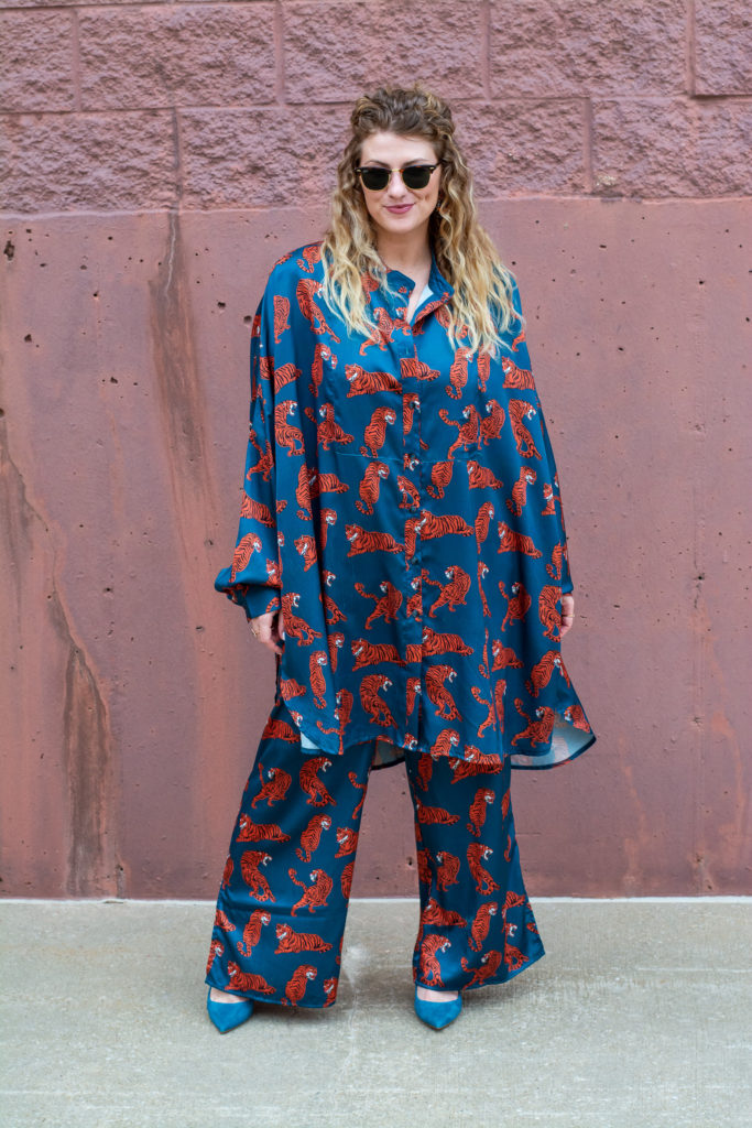 Early Fall Outfit Idea: Printed Satin Suit. | LSR