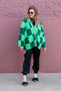 Christmas Tree Checkered Cardigan