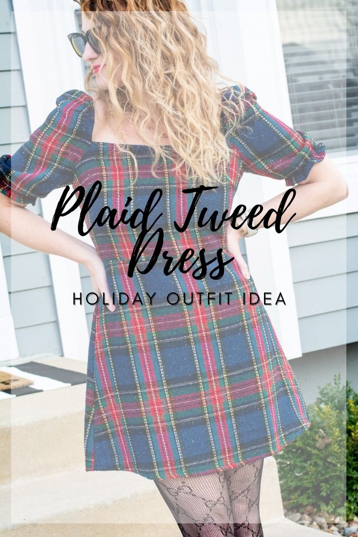 Holiday Tweed LS Dress Green