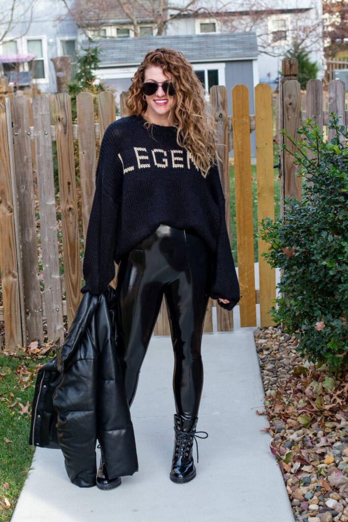 Oversized "Legend" Sweater with Vinyl Leggings. | LSR