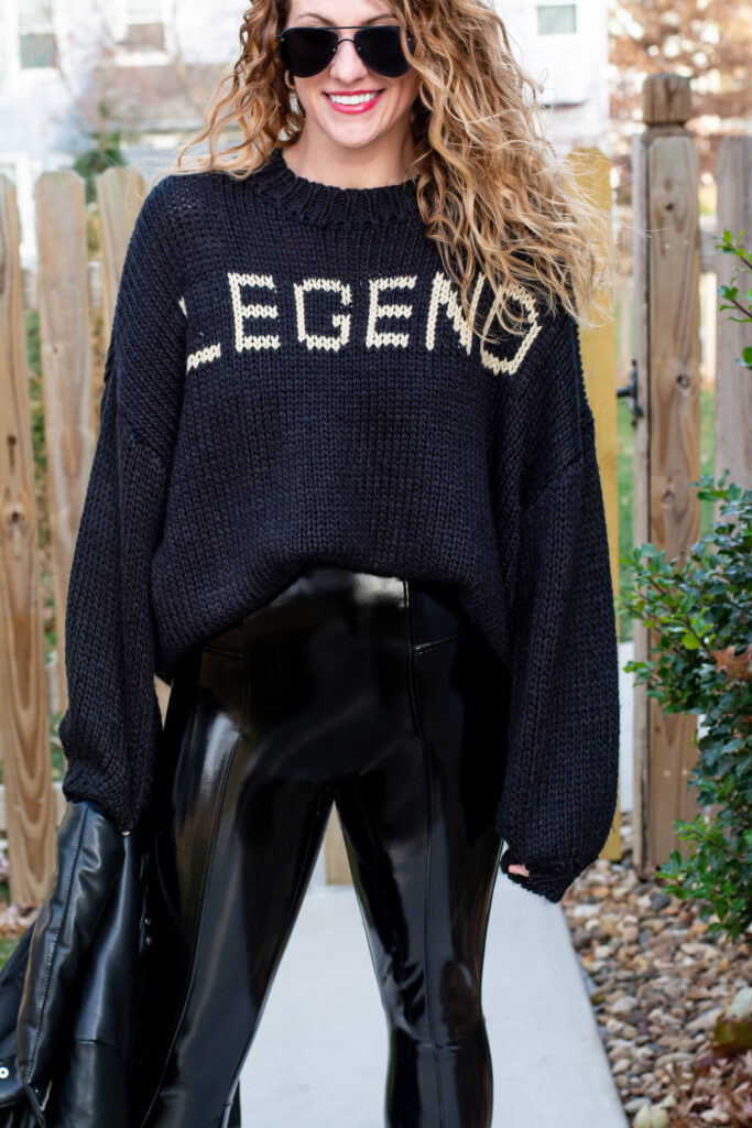 Oversized "Legend" Sweater with Vinyl Leggings. | LSR