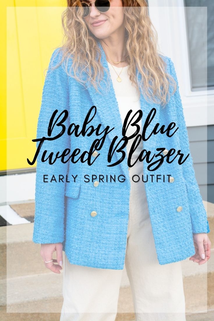Early Spring Outfit: Baby Blue Tweed Blazer. | LSR