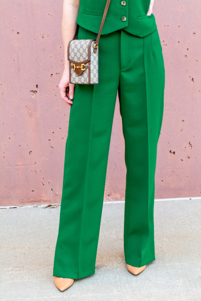 Green Trousers with a Gucci Horsebit 1955 Minibag. | LSR